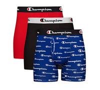 Champion Everyday Cotton Stretch-3 Pack Boxer Corti, Logo Blu e Bianco, Nero, Rosso, Confezione da 3, XL (Pacco da 3) Uomo