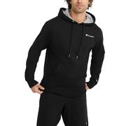 Champion Powerblend Fleece Hoodie Felpa con Cappuccio, Nero (Scritta Petto Sinistra), S Uomo