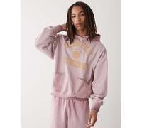 Champion - Felpa con cappuccio rosso slavato con grafica XL
