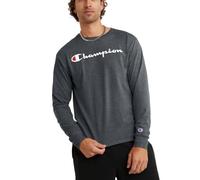 Champion Klassisches Langarm-t-Shirt mit Grafik, Script in Granito, M Uomo