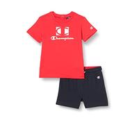 Champion Legacy American Tape-Graphic S/S T-Shirt & Bermuda Completo, (Rosso Intenso/Blu Marino), 2 Anni Bimbo