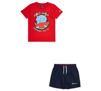Champion Legacy Back To The Beach B - Graphic Crewneck T-shirt & WR Shorts Completo, Rosso/Blu Marino, 15-16 anni Bambini e ragazzi SS24