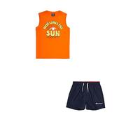 Champion Legacy Back To The Beach B-Graphic Crewneck Tank & WR Shorts Completo, Arancione/Blu Marino, M Bambini e Ragazzi