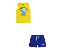 Champion Legacy Back To The Beach B-Graphic Crewneck Tank & WR Shorts Completo, Giallo/Blu Eletrrico, S Bambini e Ragazzi