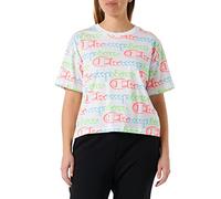 Champion Legacy Color Ground all-Over Croptop S/S T-Shirt, Bianco, S Donna