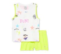Champion Legacy Fun Club-all-Over-Tank Top & Shorts Completo, (Bianco/Giallo Fluo), 9-10 Anni Bambine e Ragazze
