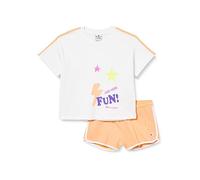 Champion Legacy Fun Club-T-Shirt & Shorts Completo, (Bianco/Rosa Fenicottero), 13-14 Anni Bambine e Ragazze