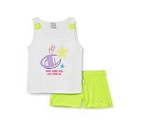 Champion Legacy Fun Club-Tank Top & Shorts Completo, (Bianco/Giallo Fluo), 7-8 Anni Bambine e Ragazze