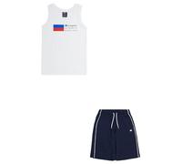 Champion Legacy Graphic Shop B - Since 1919 Crewneck Tank & Shorts Completo, Bianco/Blu Marino, 7-8 anni Bambini e ragazzi SS24