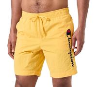 Champion Legacy Icons Beachshorts-Crinkle Taslon Contrast Logo Bermuda Costume a Pantaloncino, Giallo, M Uomo