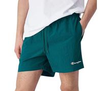 Champion Legacy Icons Beachshorts-Crinkle Taslon Small Script Logo Costume a Pantaloncino, Verde Bosco, S Uomo