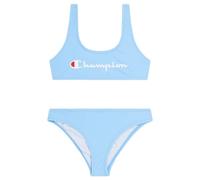 Champion Legacy Icons Swimwear W - Stretch Matt Nylon Contrast Logo Costume a Due Pezzi, Celeste, 7-8 Anni Bambine e Ragazze SS24