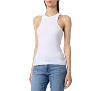 Champion Legacy Icons Tonal Logo Polo W-Soft Cotton 1x1 Rib Crop Slim S/S Crewneck Canotta, Bianco, M Donna