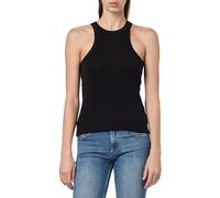 Champion Legacy Icons Tonal Logo Polo W-Soft Cotton 1x1 Rib Crop Slim S/S Crewneck Canotta, Nero, XL Donna