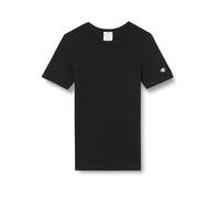 Champion Legacy Icons Tonal Logo W-Soft Cotton 1x1 Rib S/S Crewneck T-Shirt, Nero, M Donna