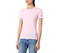 Champion Legacy Icons Tonal Logo W - Soft Cotton 1x1 Rib S/S Crewneck T-Shirt, Rosa Confetto, S Donna SS24