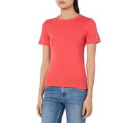 Champion Legacy Icons Tonal Logo W-Soft Cotton 1x1 Rib S/S Crewneck T-Shirt, Rosso Corallo, L Donna