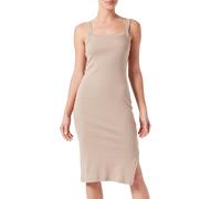 Champion Legacy Icons Tonal Logo W - Soft Cotton 1x1 Rib Slim Dress Vestito Casual, Marrone Chiaro, M Donna SS24