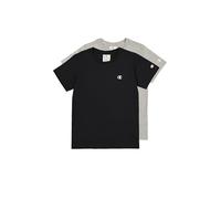 Champion Legacy Legacy Basics B - S-S 2-Pack Crewneck T-Shirt, Nero/Grigio Melange Chiaro, 7-8 Anni Bambino FW23