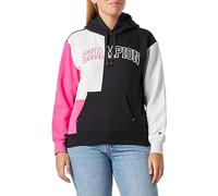 Champion Legacy Legacy Color Punch W - Light Powerblend Colorblock Fleece Felpa con Cappuccio, Nero/off White/Fucsia, Donna FW23