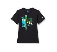 Champion Legacy Neon Spray-Graphic S/S T-Shirt, Nero, 3-4 Anni Bambini e Ragazzi