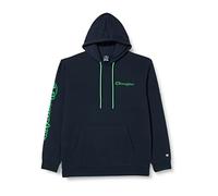 Champion Legacy Neon Spray Powerblend Terry Contrast Logo Felpa con Cappuccio, Blu Marino, M Uomo