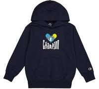 Champion Legacy Play with Graphics B (306908) - Ultra-Light Soft Compact Polyfleece Hooded Felpa con Cappuccio, Blu Marino (NNY), 5-6 Anni (XS) Bambino FW24
