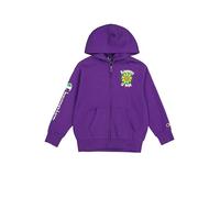 Champion Legacy Play with Graphics B (306910) - Ultra-Light Soft Compact Polyfleece Full-Zip Hooded Felpa con Cappuccio, Viola Petunia (PRV), 3-4 Anni (XXS) Bambino FW24