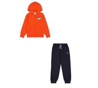 Champion Legacy Play with Graphics B (306913) -Ultra-Light Soft Compact Powerblend Fleece Hooded Tuta Sportiva, Arancio Mandarino/Blu Marino (TNT/NNY), 11-12 Anni Bambino