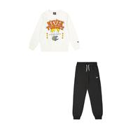 Champion Legacy Play with Graphics B (306914) -Ultra-Light Soft Compact Powerblend Fleece Crewneck Tuta Sportiva, Marshmallow/Grigio Scuro (STR/CHR), 11-12 Anni Bambino