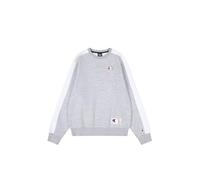 Champion Legacy Retro Sport (220318) -Soft Compact Poly Fleece Crewneck Felpa, Grigio Melange/Bianco (NOXM/Wht), L Uomo