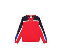 Champion Legacy Retro Sport (220332) -Soft Compact Poly Fleece Taped Crewneck Felpa, Vermiglione/Blu Marino (CRD/NNY/Wht), S Uomo