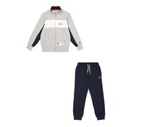 Champion Legacy Retro Sport B (306861) -Ultralight Soft Compact Powerblend Fleece High-Neck Tuta Sportiva, Grigio Melange/Blu Marino (NOXM/NNY/Wht), 7-8 Anni Bambino