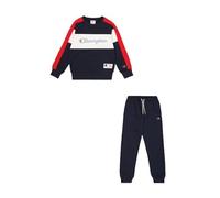 Champion Legacy Retro Sport B (306862) -Ultralight Soft Compact Powerblend Fleece Crewneck Tuta Sportiva, Grigio Melange/Blu Marino (NOXM/NNY/Wht), 3-4 Anni Bambino