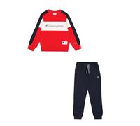 Champion Legacy Retro Sport B (306862) -Ultralight Soft Compact Powerblend Fleece Crewneck Tuta Sportiva, Vermiglione/Blu Marino (CRD/NNY/Wht), 15-16 Anni Bambino