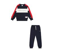 Champion Legacy Retro Sport B (306862) -Ultralight Soft Compact Powerblend Fleece Crewneck Tuta Sportiva, Grigio Melange/Blu Marino (NOXM/NNY/Wht), 3-4 Anni Bambino