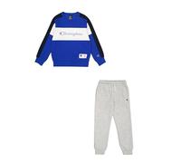 Champion Legacy Retro Sport B (306862) -Ultralight Soft Compact Powerblend Fleece Crewneck Tuta Sportiva, Blu Profondo/Grigio Melange (BAI/NOXM/Wht), 11-12 Anni Bambino