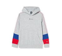 Champion Legacy Retro Sport B - Spring Terry Felpa con Cappuccio, Grigio Melange/Blu Elettrico/Rosso, 9-10 Anni Bambino SS24