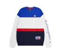 Champion Legacy Retro-Sport - Heavy Spring Terry Color Block Crewneck Felpa, Bianco/Blu Marino/Blu Elettrico/Rosso, Uomo SS24