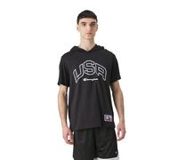 Champion Legacy Retro Sport - USA Hooded S/L T-Shirt, Nero, S Uomo SS24