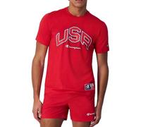 Champion Legacy Retro Sport - USA S/S Crewneck T-Shirt, Rosso, S Uomo SS24