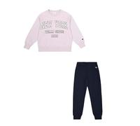 Champion Legacy Script Shop G (405044) - Ultra-light Soft Compact Powerblend Fleece Crewneck & Rib Cuffs, Tuta sportiva Bambine e ragazze, Orchidea/Blu Marino (ORP/NNY), 5-6 anni