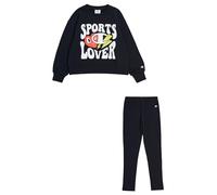 Champion Legacy Sweatsuits G - Ultralight Spring Terry Crewneck & Leggings Completo, Nero, 9-10 anni Bambine e ragazze SS24