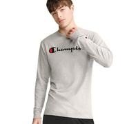 Champion Long Sleeve T-Shirt, Standard Fit, Script, Available in Regular And Big & Tall, Oxford Gray-Logo Classico con Scritta, M Uomo