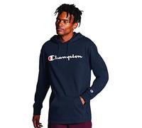 Champion Maglietta a maniche lunghe con cappuccio, logo script, Navy-549921, Large