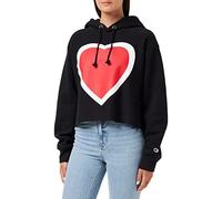 Champion Reverse Weave Cropped Cut-Off Hoodie, Felpa con cappuccio Donna, Nero, S