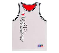 Champion Legacy Modern Basket-Reversible Graphic Micromesh S/L Tank Canotta, Grigio Chiaro/Rosso, M Uomo