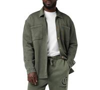 Champion Rochester 1919 Pop Punk - Dyed/Wash Heavy Poly-Fleece Full Buttoned Felpa, Verde Foresta, L Uomo FW23