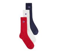 Champion Socks Seasonal (U20138) - Colored C-Logo 3PP Crew, Blu Marittimo/Bianco/Rosso Ciliegia, 35-38 EU (2-5 UK) Unisex Adulto FW24