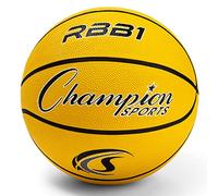 Champion Sports Palloni da Basket in Gomma, Resistenti e Professionali, Attrezzatura da Basket di Alta qualità, per Interni ed Esterni, Forniture per l'educazione Fisica (Taglia 7, Giallo)
